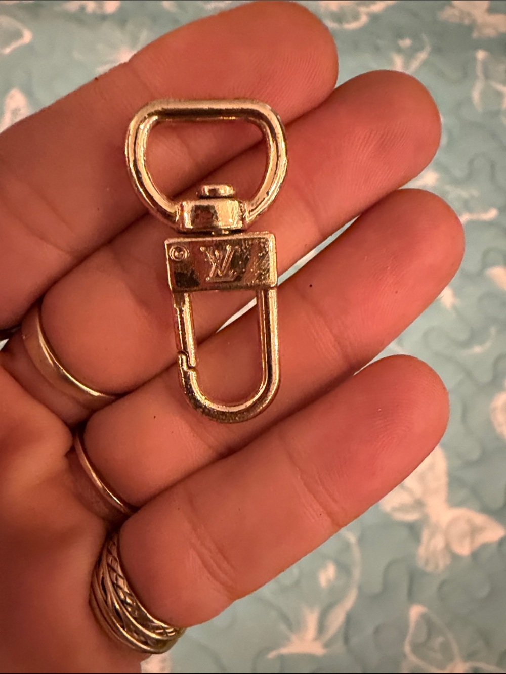 Louis Vuitton Gold Tone Key Clip with LV Monogram